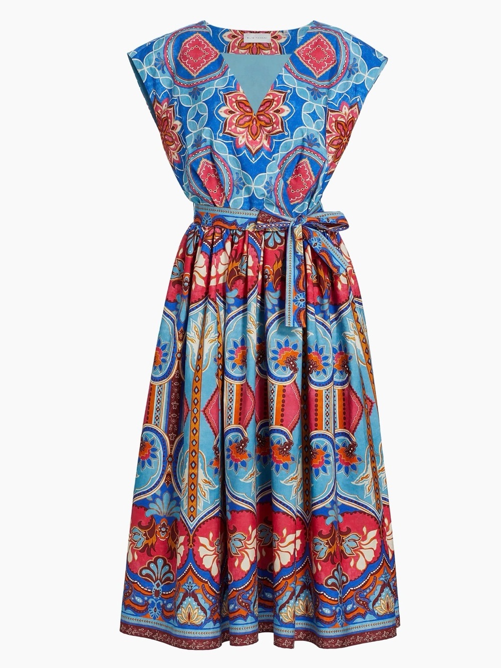 Elie Tahari Adeline Tapestry Floral Cotton Midi-Dress, Size 4